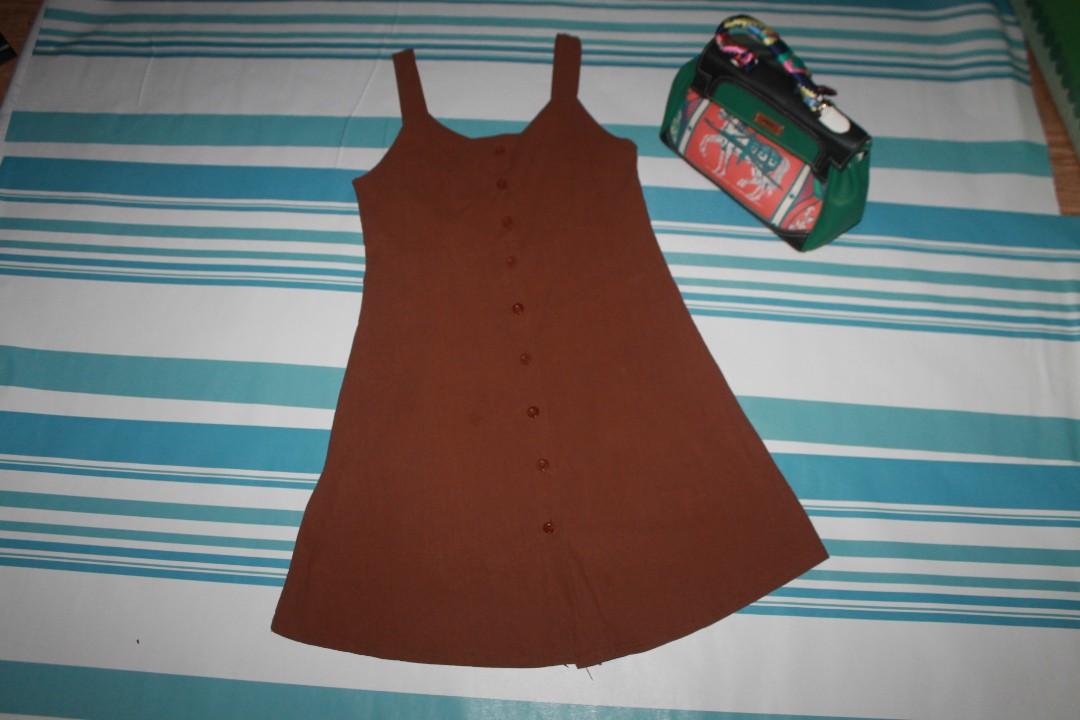 Dark brown denim dress, Women's Fashion, Dresses & Sets, Dresses on