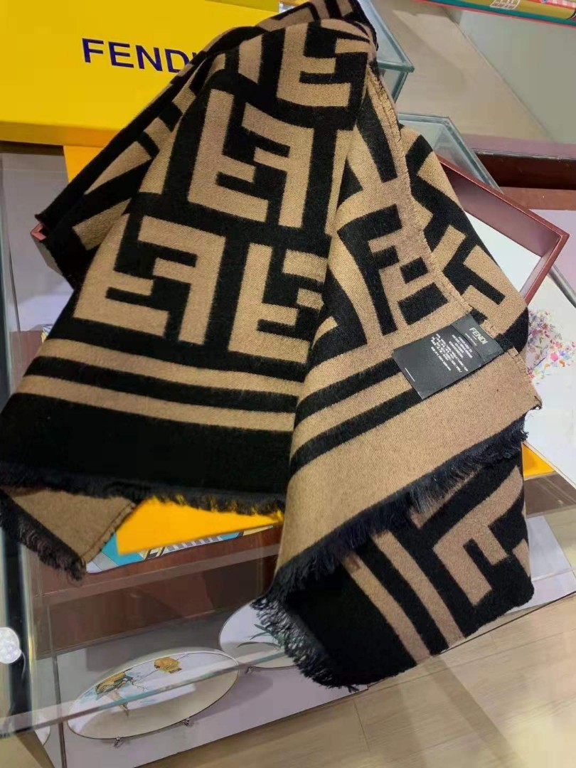 Fendi beige wool and silk scarf hotsell