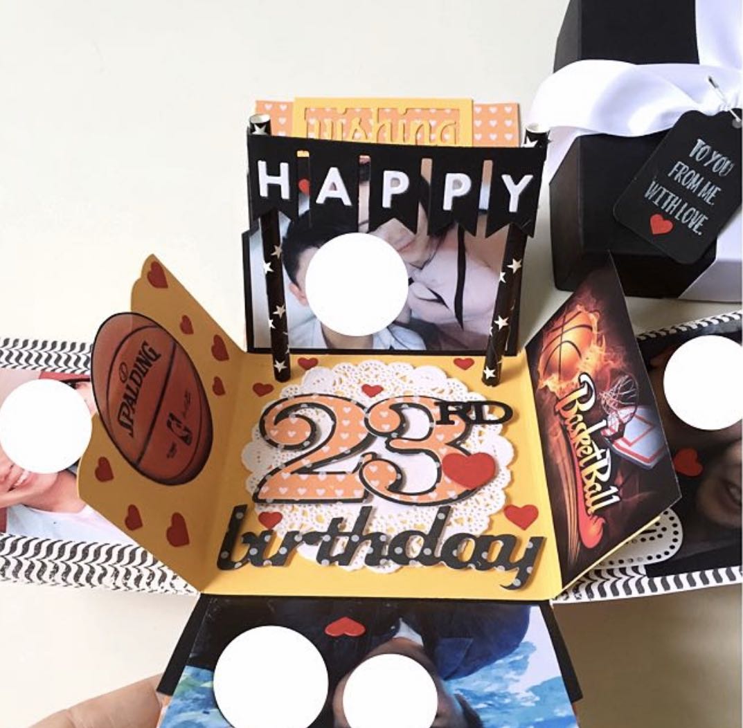 Happy 30 Birthday Basketball Theme Explosion Box Card Design