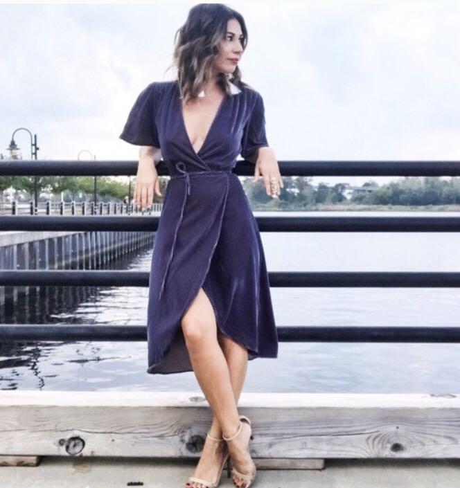 H&m velvet wrap dress shop