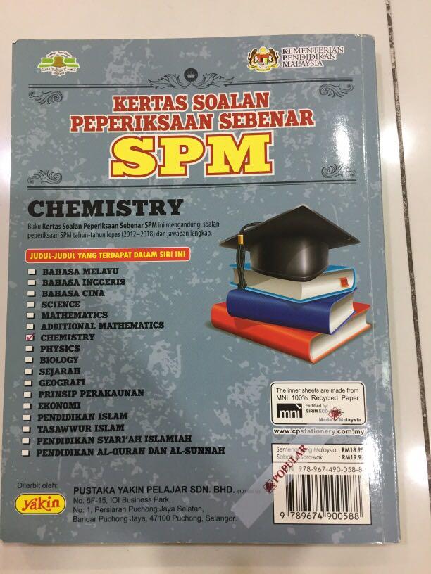 Kertas Soalan Peperiksaan Sebenar Spm 2012 2018 Chemistry Books Stationery Books On Carousell