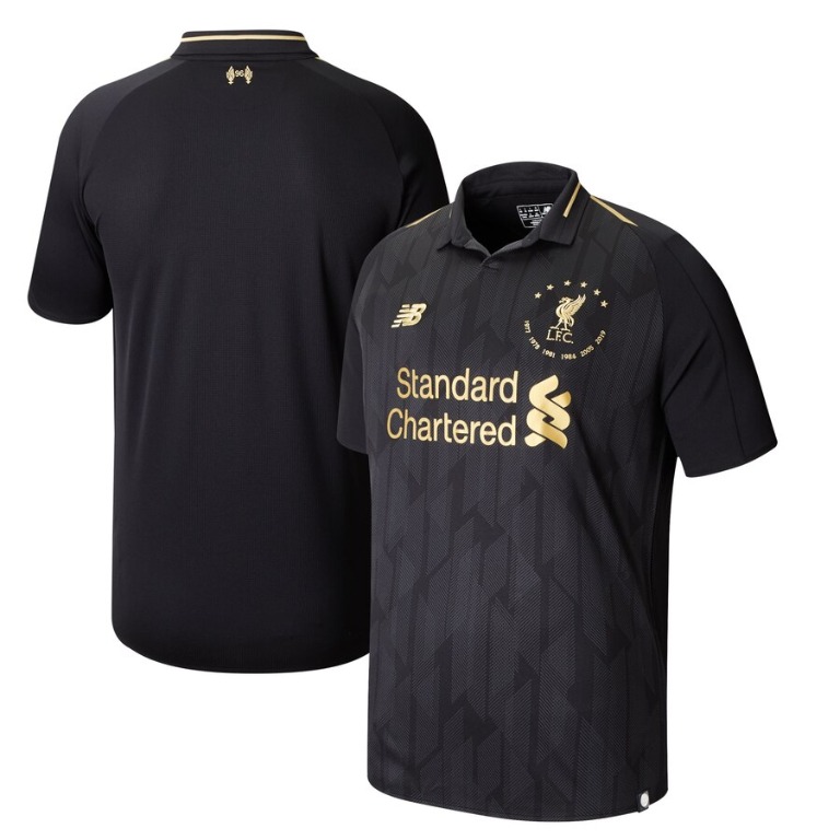 Liverpool 6 TIMES MENS UCL CHAMPIONS 18 19 JERSEY BLACK GOLD