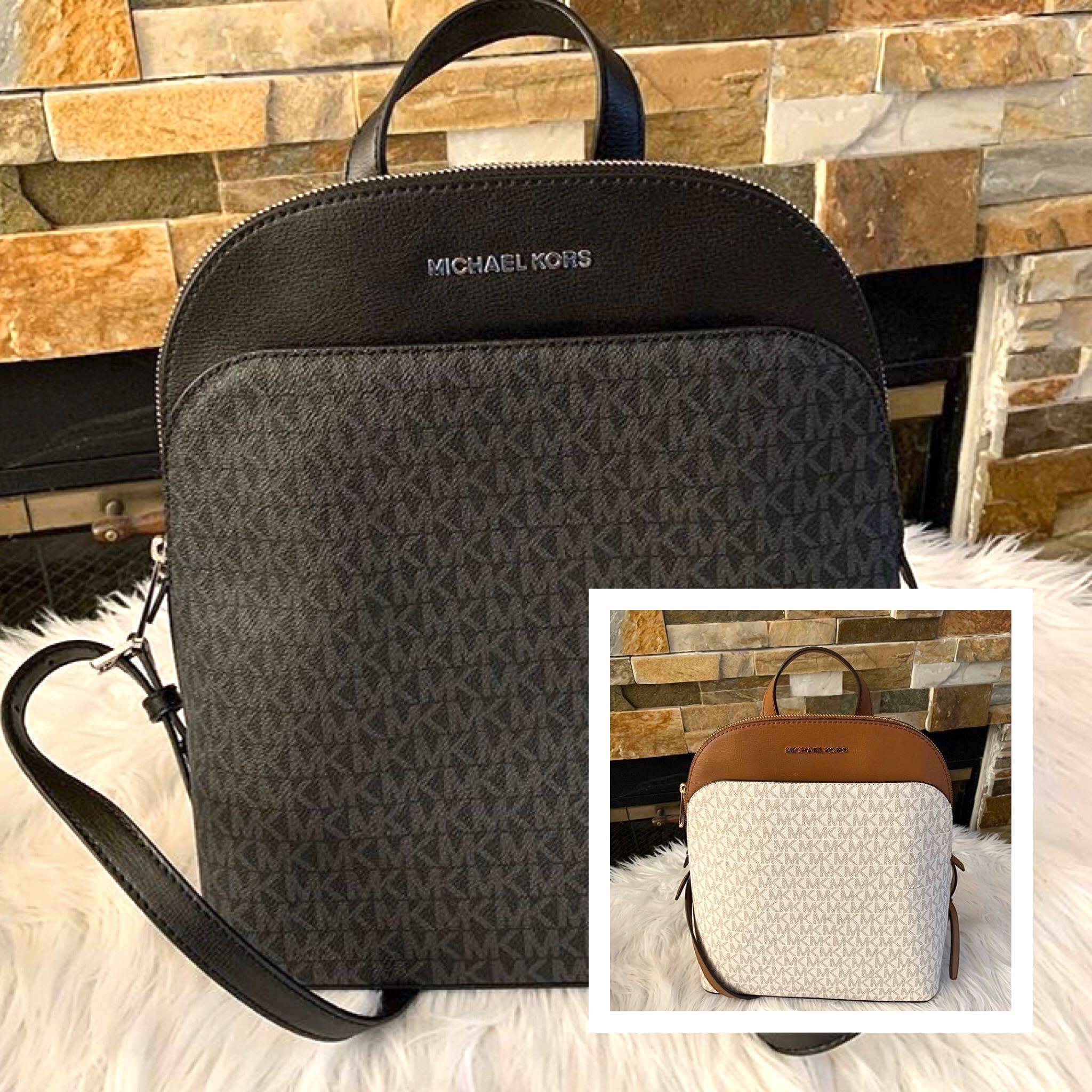 Michael Kors Emmy Dome Large Black / Vanilla Brown Backpack from USA,  Luxury, Bags & Wallets on Carousell