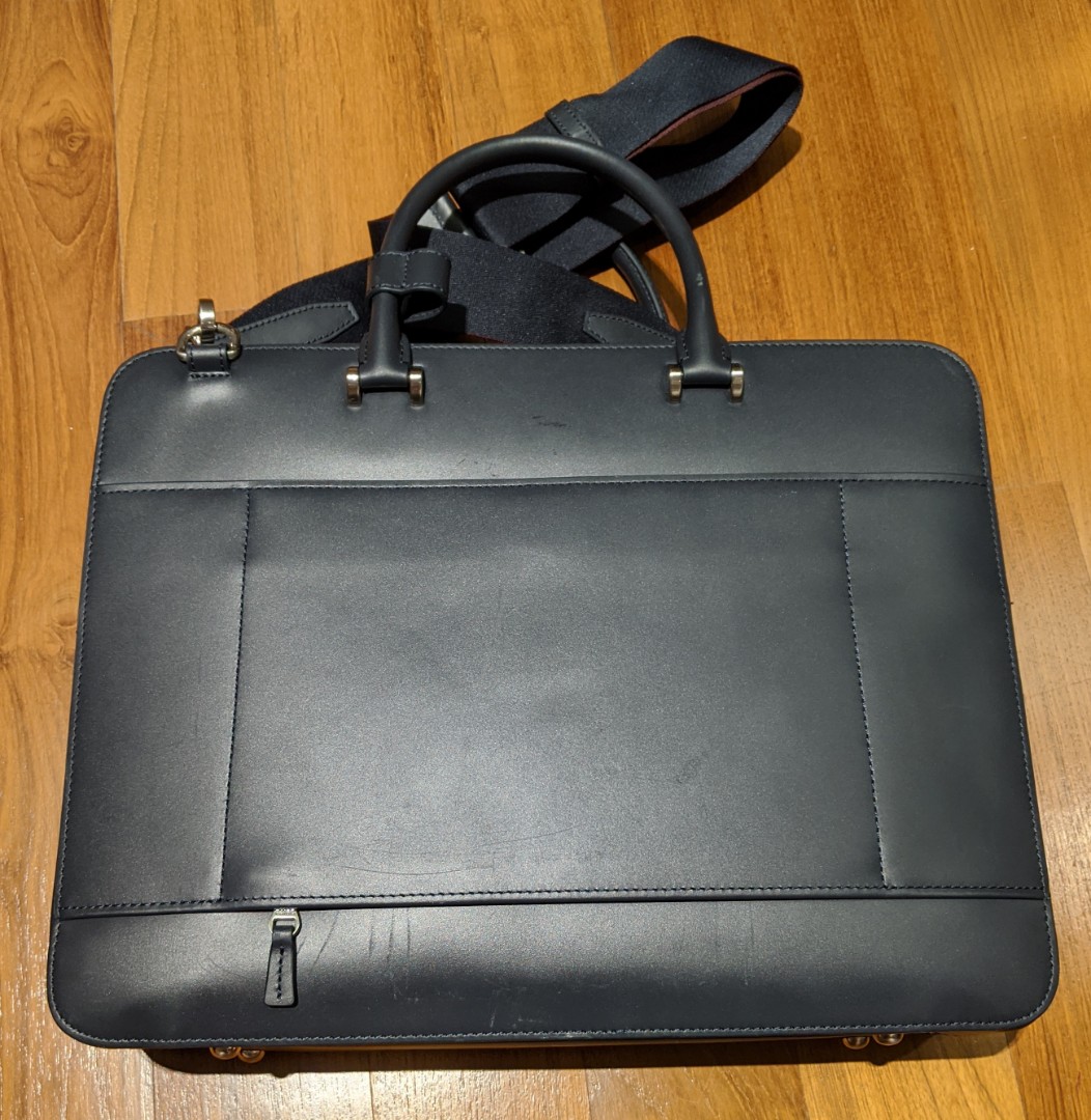 Navy blue Bond briefcase from Faire leather co, Men's Fashion, Bags