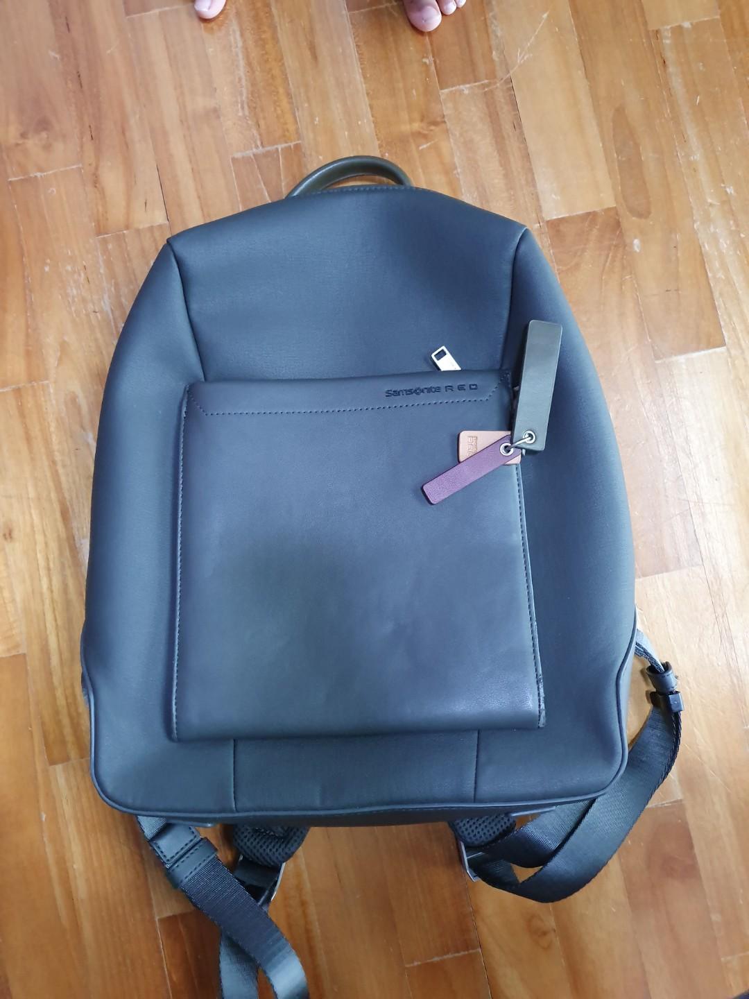 samsonite red leather backpack