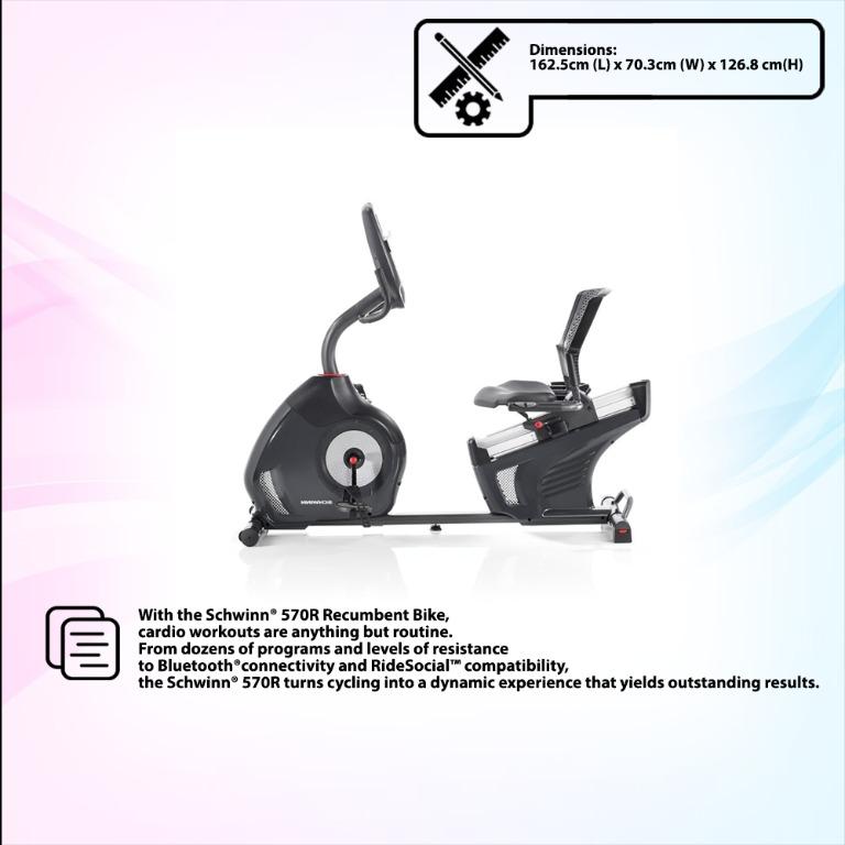 Schwinn 570R Recumbent Bike, Sports Equipment, Exercise Fitness