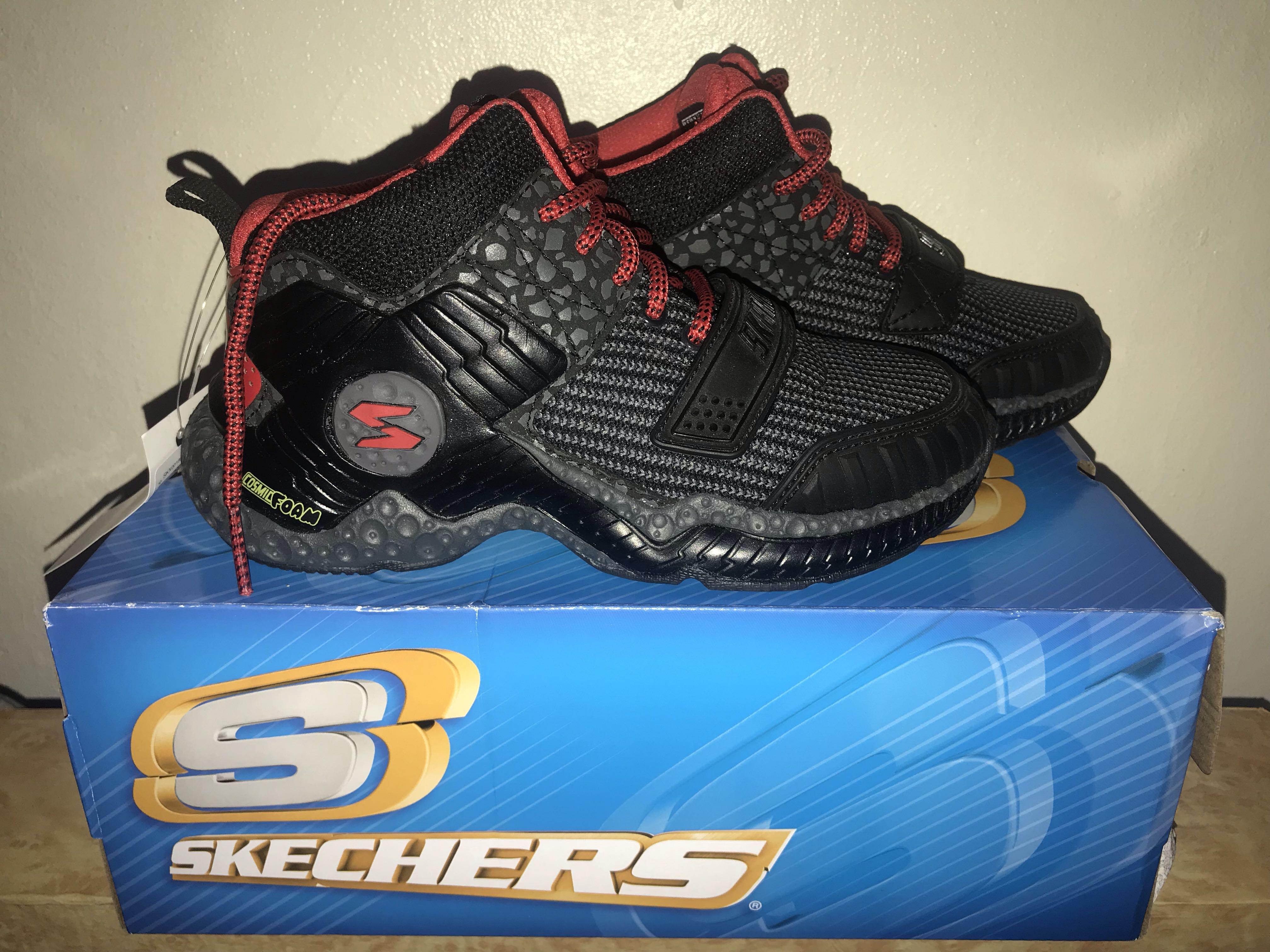 Skechers kids black red (original (Category: Sneakers) located in Mandaluyong City. Submitted by isha830 (Listing ID 267900642, Image 1). Description: size is indicated in picture, mall price P3,395 .