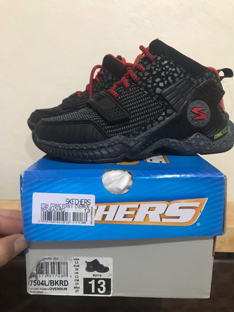 Skechers kids black red (original (Category: Sneakers) located in Mandaluyong City. Submitted by isha830 (Listing ID 267900642, Image 3). Description: size is indicated in picture, mall price P3,395 .