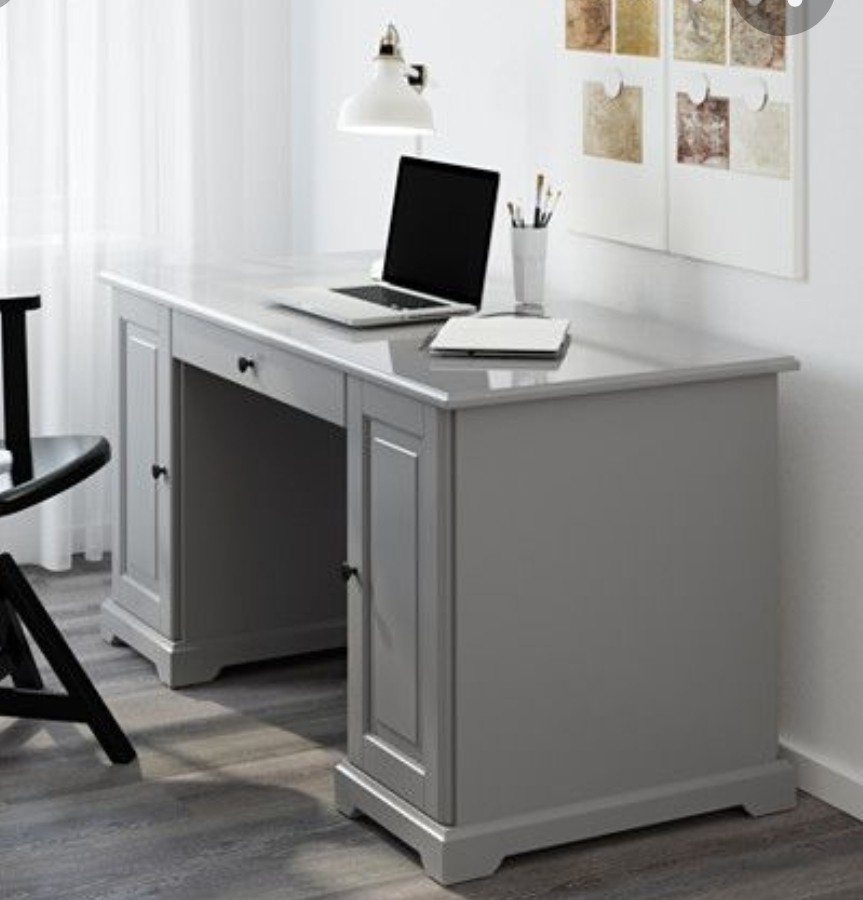Study Table IKEA scanvandia style grey solid wood, Furniture & Home