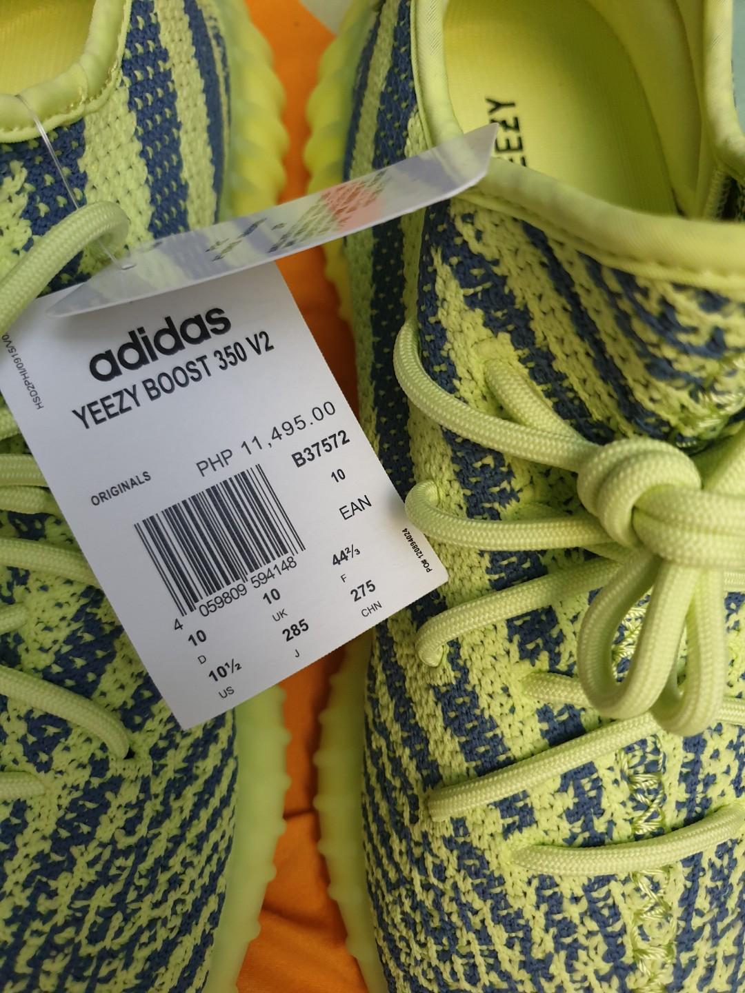 Adidas Yeezy Frozen Yellow (Category: Sneakers) located in Quezon City. Submitted by marc.tan (Listing ID 267955317, Image 3). Description: Yeezy Frozen Yellow BNDS Size US 10.5 Complete with box Local PH Release Meetup QC.