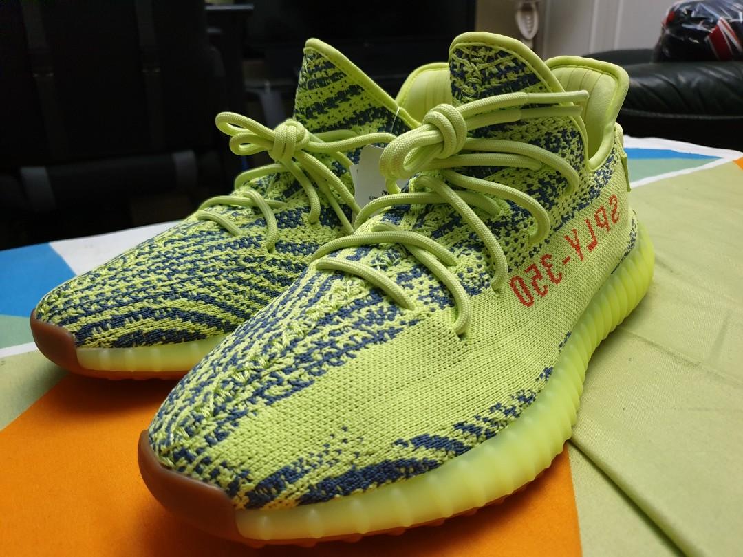 Adidas Yeezy Frozen Yellow (Category: Sneakers) located in Quezon City. Submitted by marc.tan (Listing ID 267955317, Image 1). Description: Yeezy Frozen Yellow BNDS Size US 10.5 Complete with box Local PH Release Meetup QC.