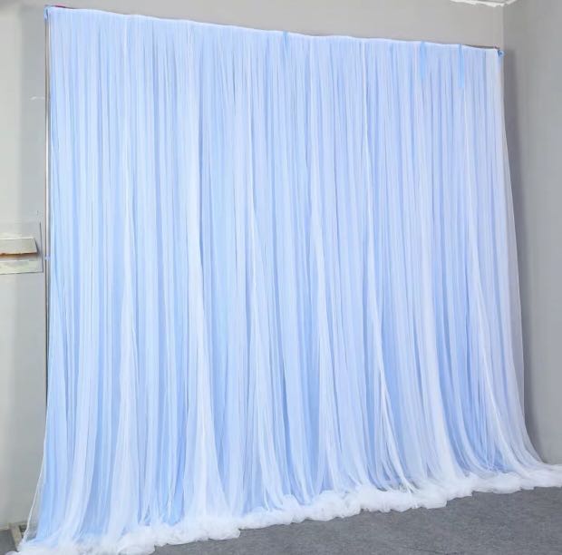 Blue Chiffon Backdrop Curtain Design Craft Others On Carousell