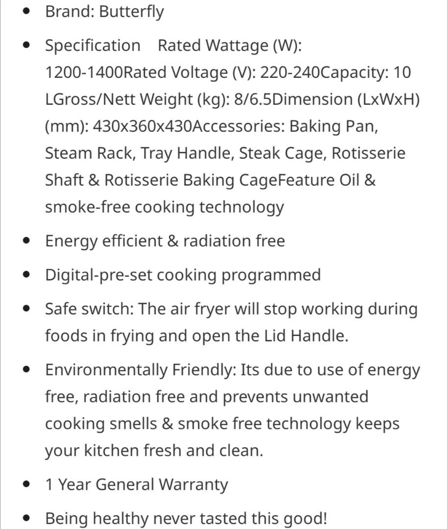 BRAND NEW Air Fryer (10L), TV & Home Appliances, Kitchen Appliances