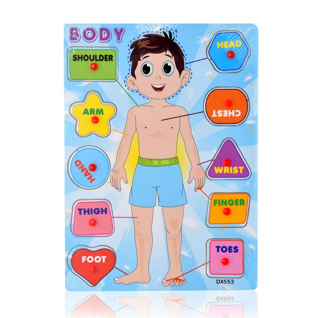 Educational Wooden Learning Parts of the Body Puzzle Board Toy Set ...
