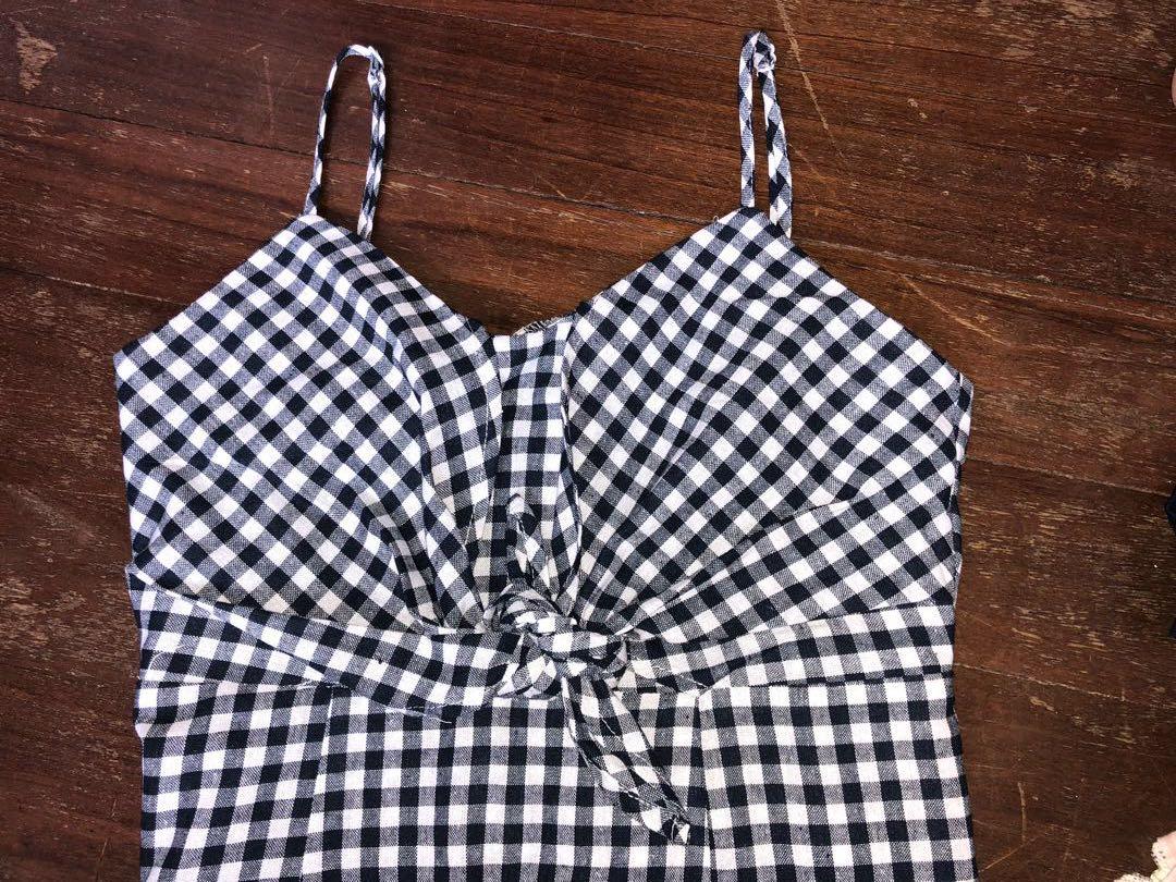 Gingham tie cheap front dress
