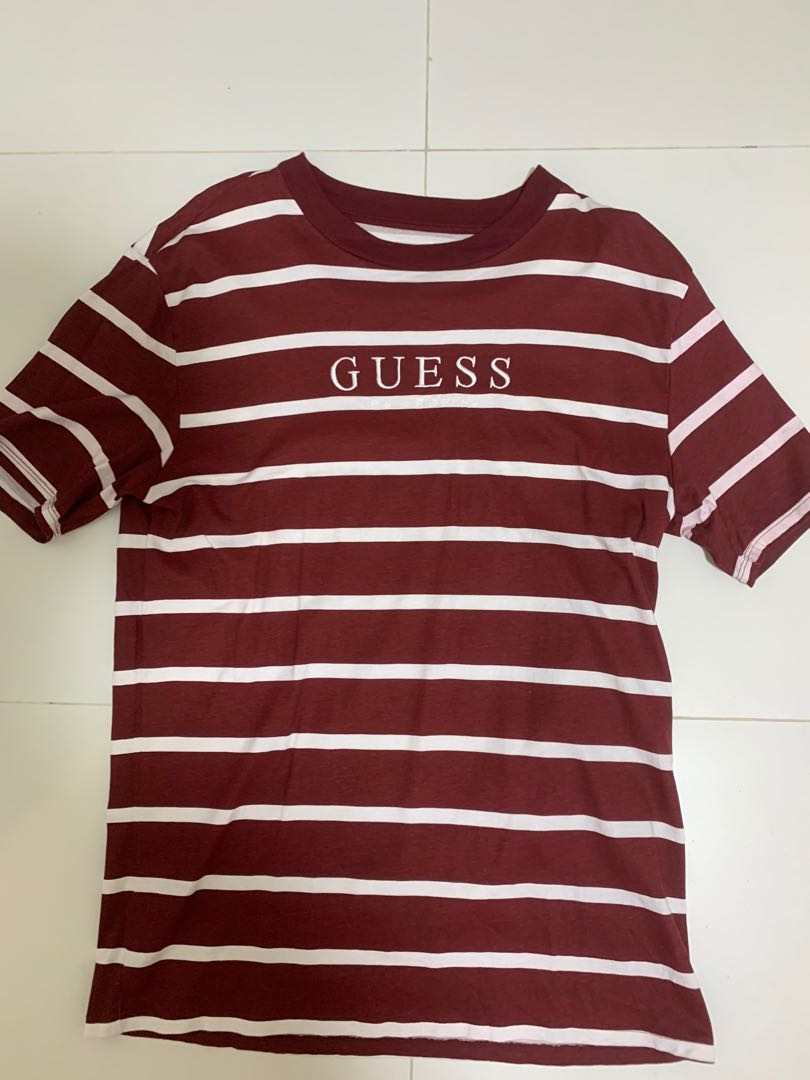 guess red and white striped shirt