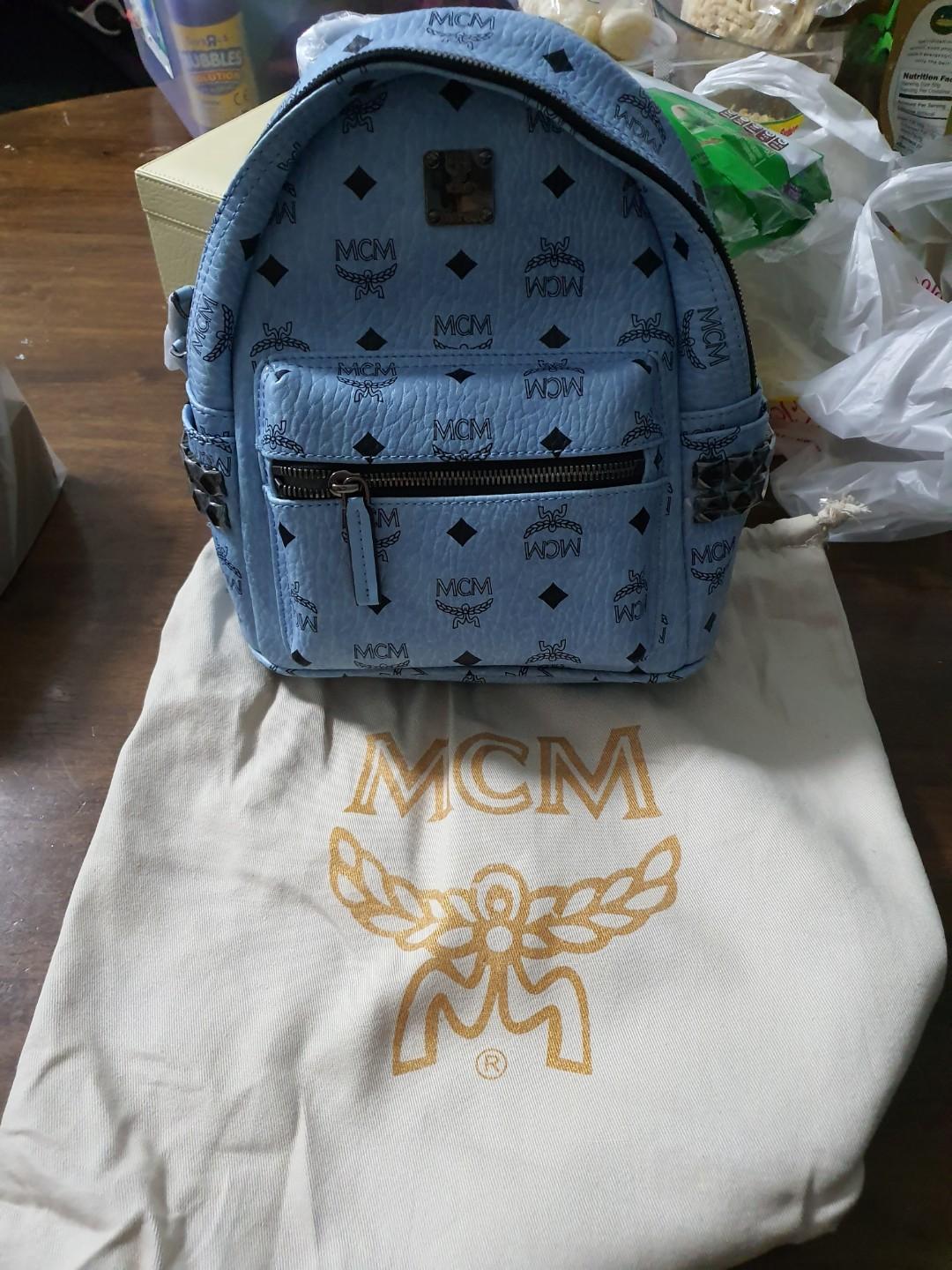 Mcm blue mini backpack online