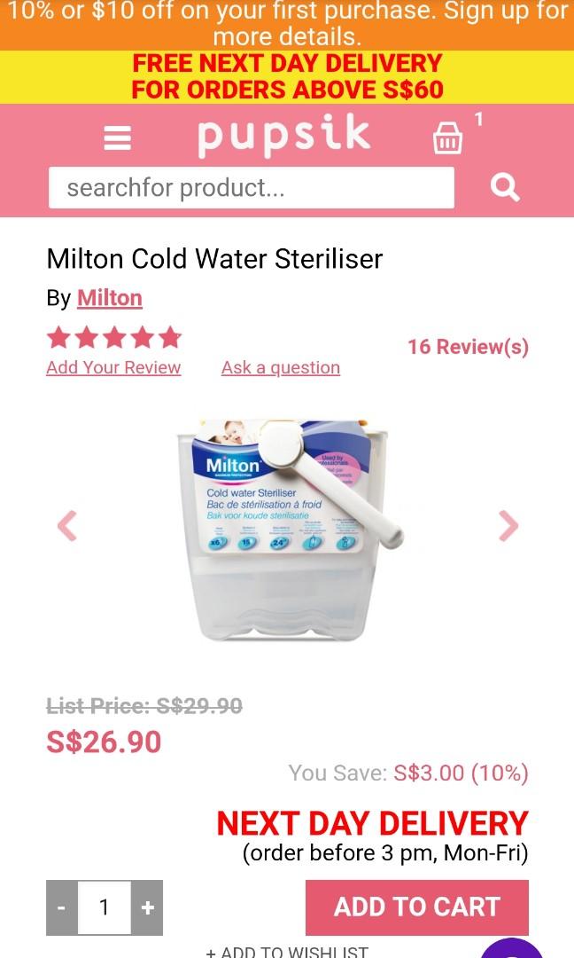 Milton Cold water Steriliser and Standard Sterilising Tablets, Babies