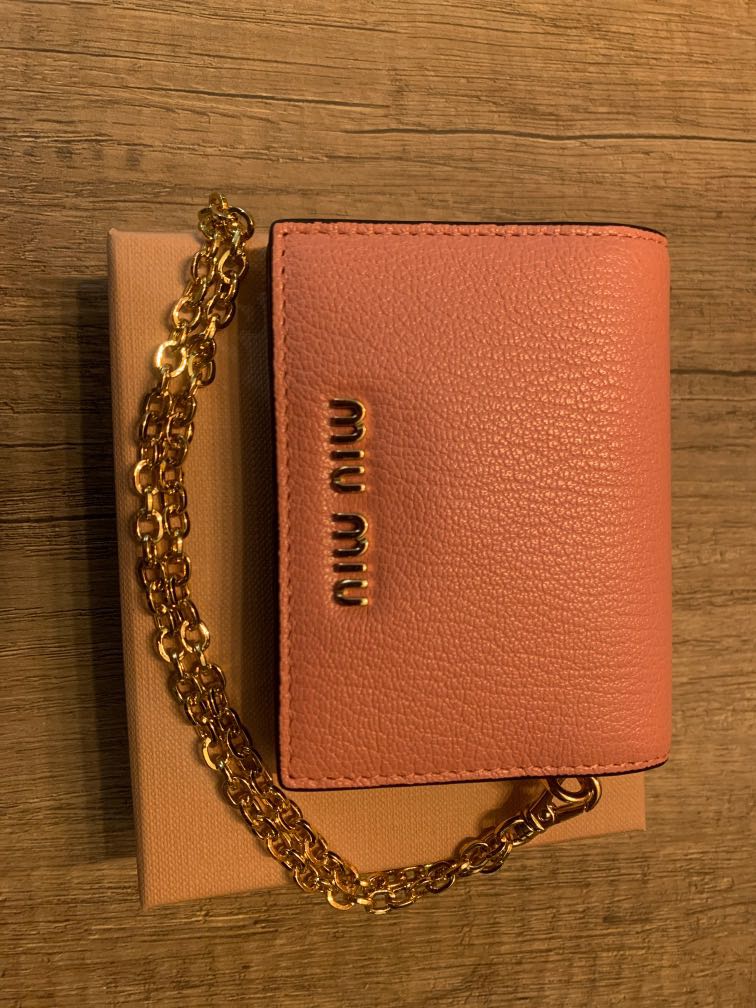 Miu miu card holder with chain new arrivals