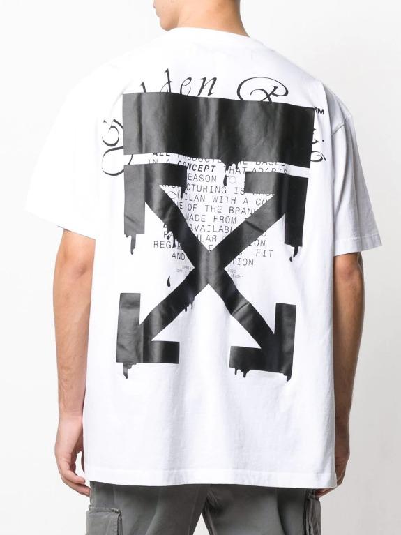 PO# Off White SS20 Dripping Arrows White Tee, Men's Fashion, Clothes, Tops  on Carousell