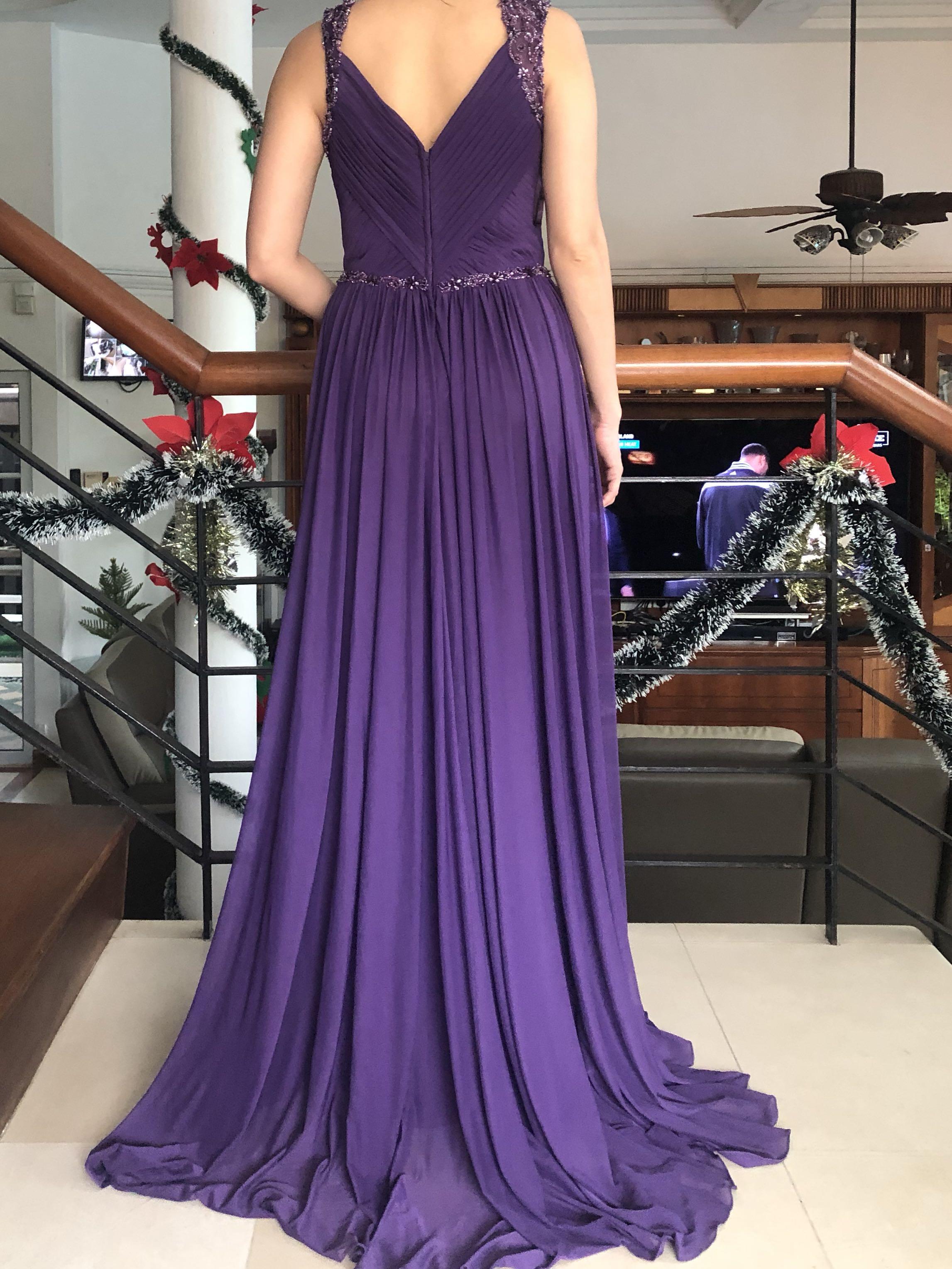 Purple evening gown sales