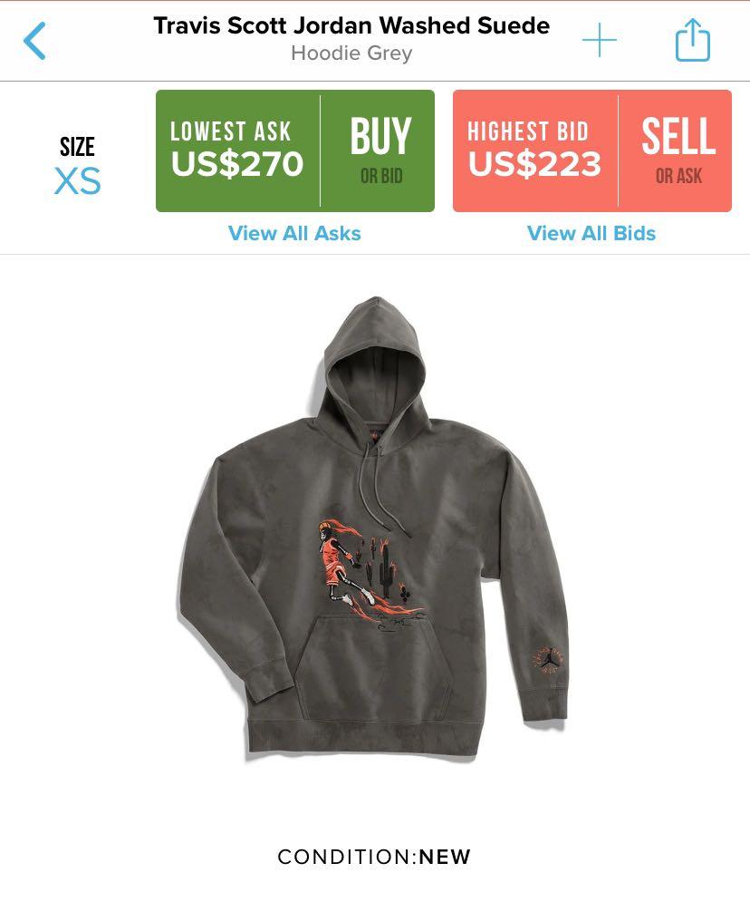 Travis scott jordan online washed suede hoodie grey