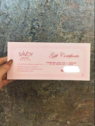Savoy Hotel Newport Pasay Gift Certificate