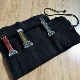 Handcrafted Leather Watch Roll  for Vintage Seiko Citizen Tudor Rolex Omega Breitling Heuer