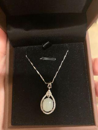 Authentic Jade pendant necklace with diamonds