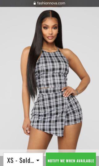 Fashion Nova - Plaid To The Bone Skort Set - Black/White