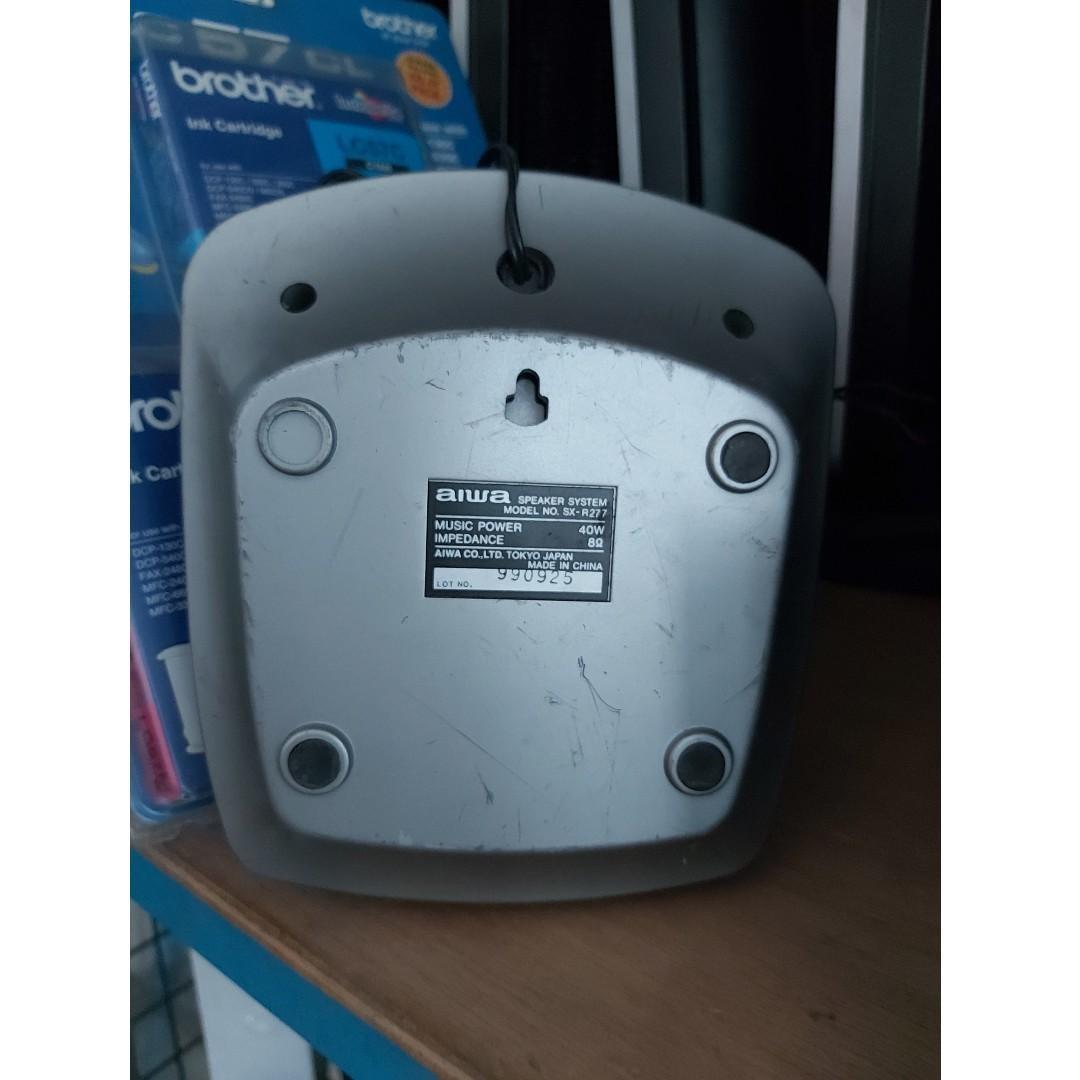 Aiwa SX-R277 Speaker System 1PC @ P550 Each (Category: Soundbars, Speakers & Amplifiers) located in Angeles City. Submitted by edjazmin (Listing ID 268268805, Image 2). Description: Aiwa SX-R277 Speaker System 1PC @ P550 Each Used Good working condition Buy now!!! Selling as is Pls Self Inspect ----------------------------------------------------------- Viewing: No. 544 Acacia St. Dona Belen Subdivision Sto. Cristo Angeles city Pampanga 2209 Offi