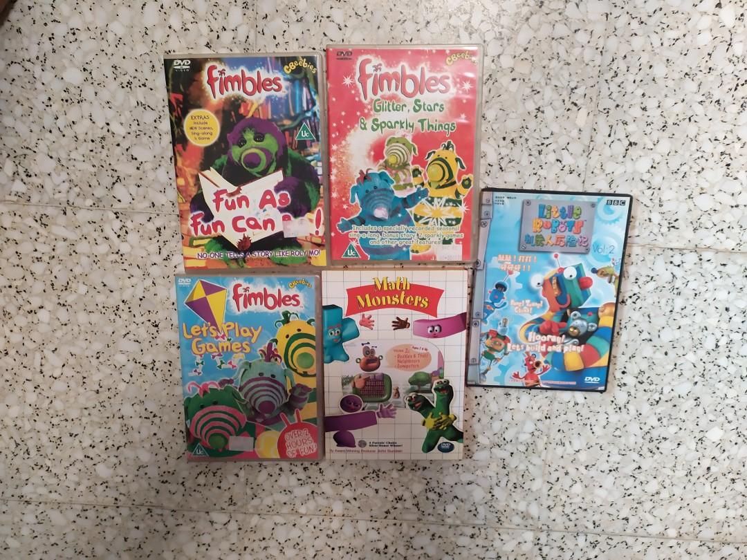Assorted disc (Category: CDs & DVDs) located in Singapore. Submitted by happyshop51 (Listing ID 268245090, Image 1). Description: Consist of Fimbles fun as fun can be Fimbles glitter, stars &sparkly things Fimbles let's play games Math monsters Little robots vol2.