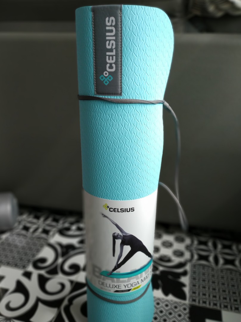 Turquoise Blue Portable Yoga Mat Celsius Sports Equipment