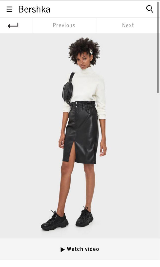 Black leather skirt bershka store