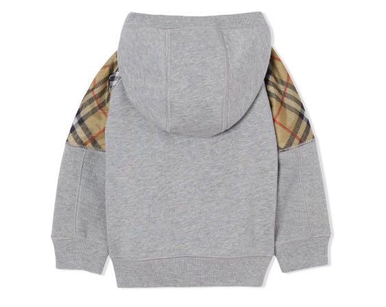 vintage check panel cotton hooded top