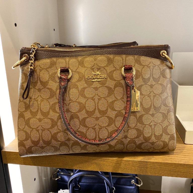 coach mia satchel in brown signature canvas, Luxury, Bags & Wallets on  Carousell