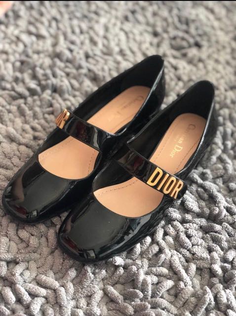 Dior Baby D Flat sepatu shoes hitam black Barang Mewah Pakaian