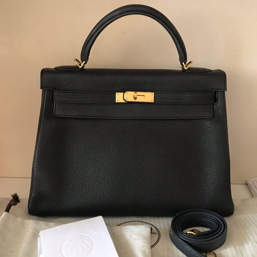 Hermes Kelly 32 😍 Black Togo in GHW, Luxury, Bags & Wallets on Carousell