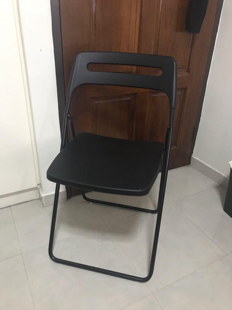 IKEA Folding Chair Nisse Black, Furniture & Home Living, Furniture