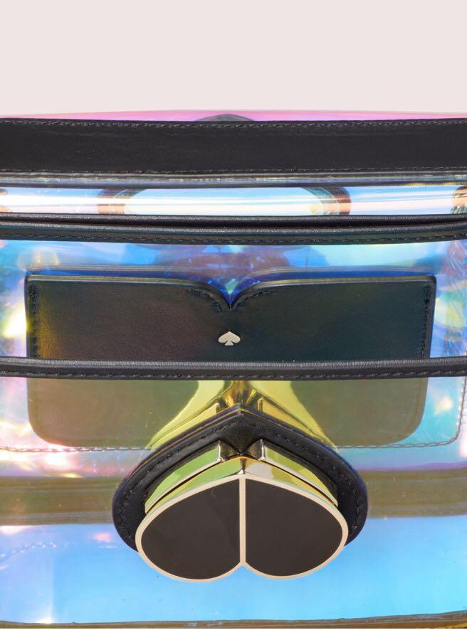 Kate Spade Nicola Iridescent Small Shoulder Bag Handbag Crossbody Slingbag Convertible Black Optic White