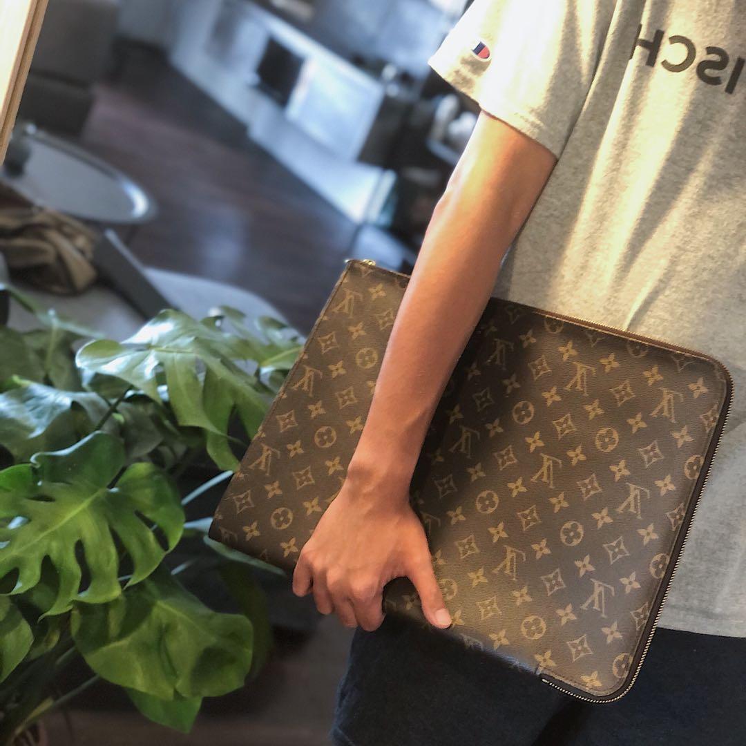 LOUIS VUITTON Monogram Brown Poche Documents Briefcase Clutch