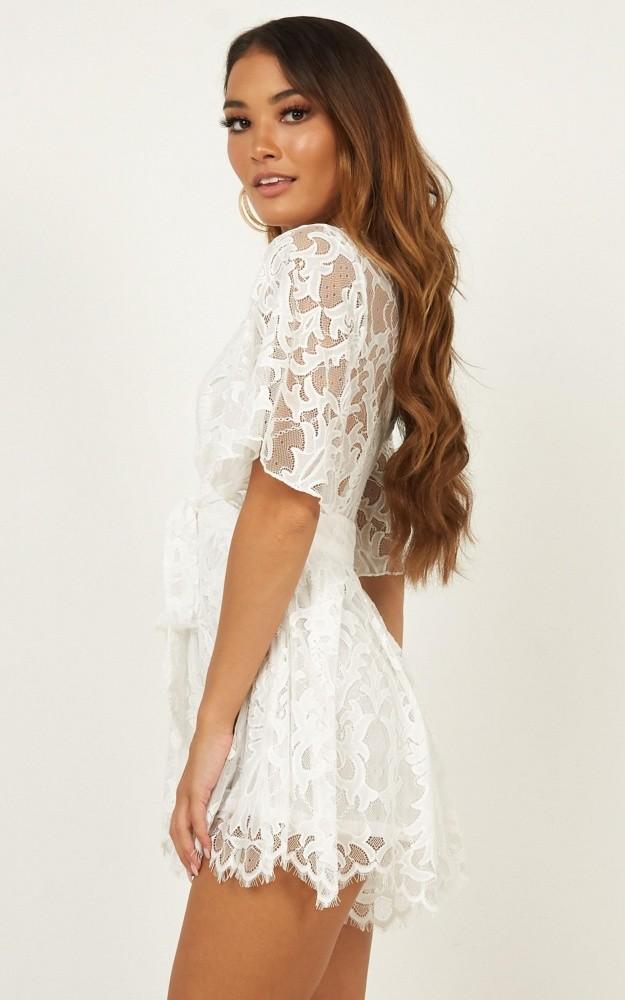 Showpo white store lace dress