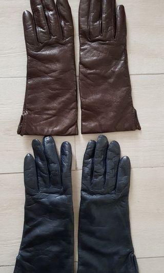 Clothes: Fownes leather gloves blue and brown