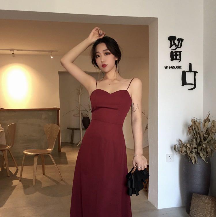 Red backless cocktail dress sale