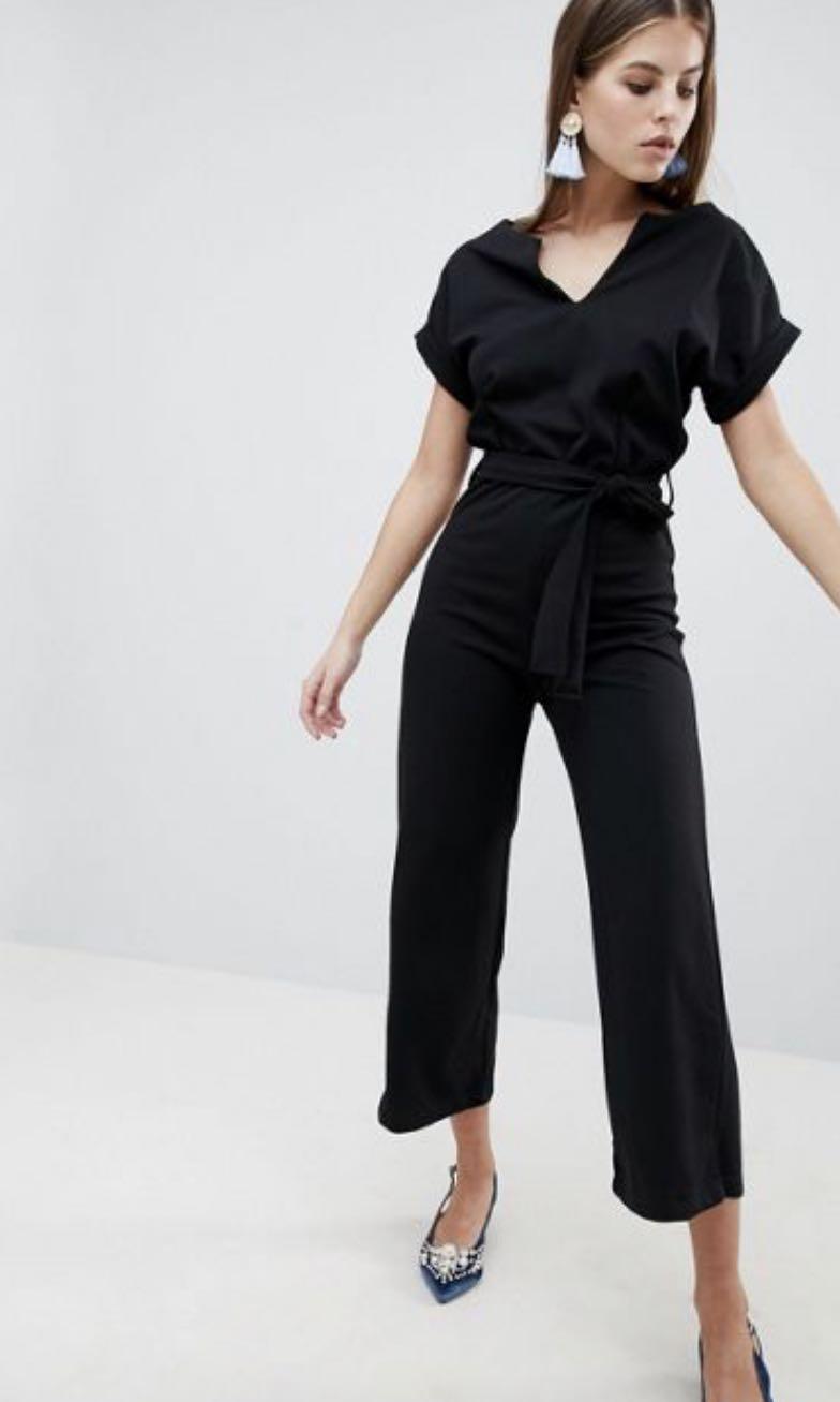 boohoo basic tailored wide leg jumpsuit