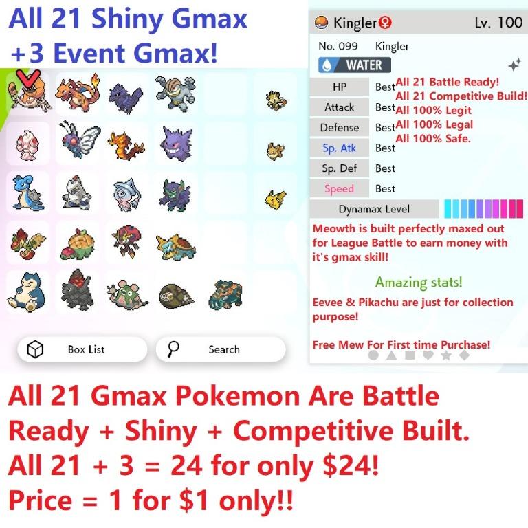 Complete Set Of All Gigantamax Gmax Shiny 6iv Pokemon Sword Shield Toys Games Video Gaming In Game Products On Carousell