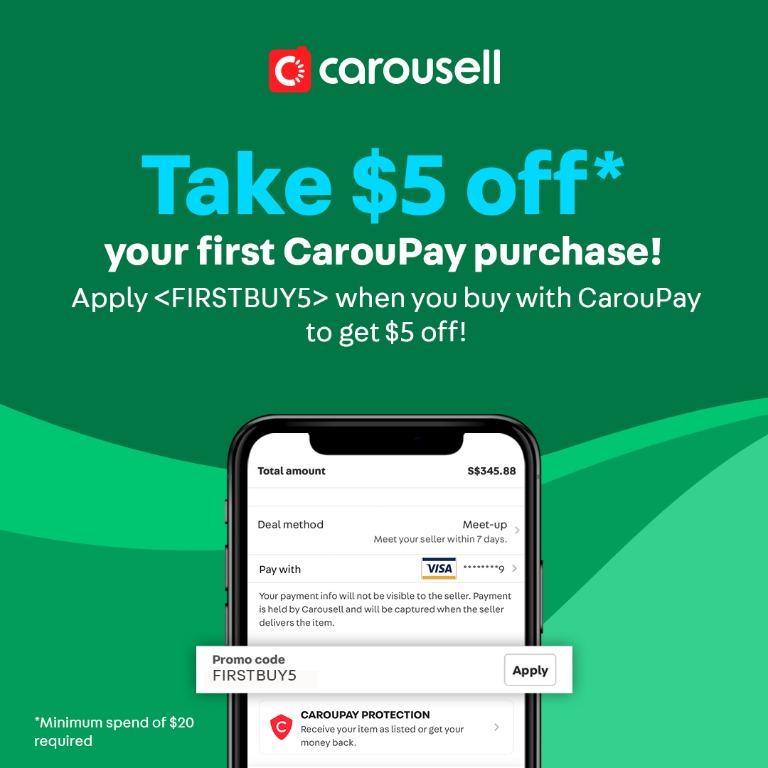 Enter Firstbuy5 To Get 5 Off Your First Caroupay Purchase Announcements On Carousell