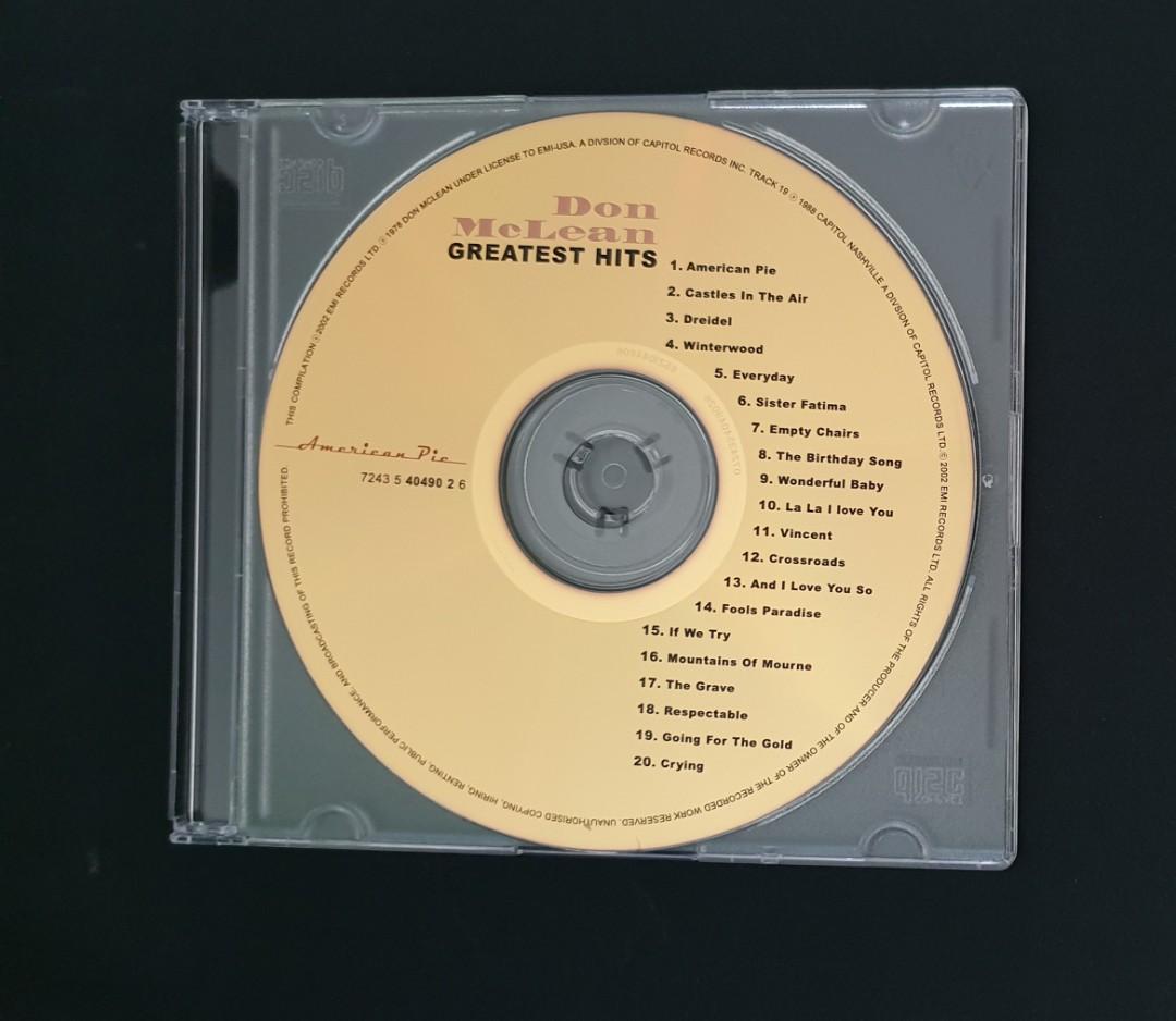Don Mclean Greatest Hits Gold Disc Cd Music Media Cds Dvds Other Media On Carousell