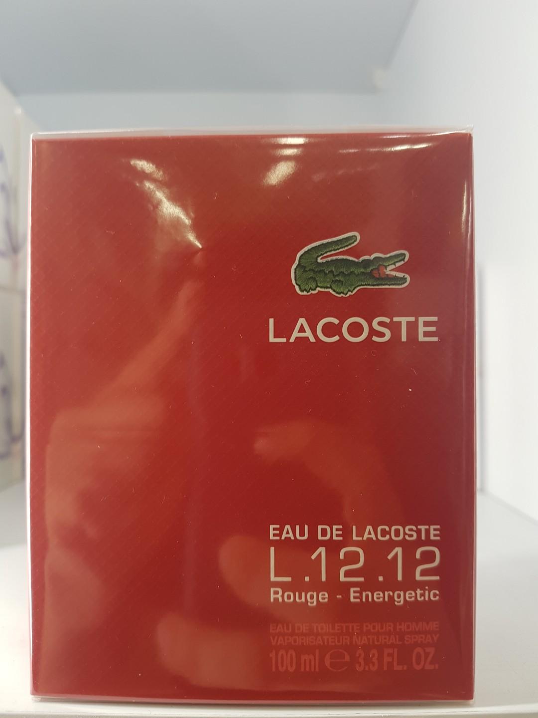 Lacoste Eau De Lacoste L.12.12 Rouge Energetic EDT 100ml Beauty Personal Care Fragrance Deodorants on Carousell