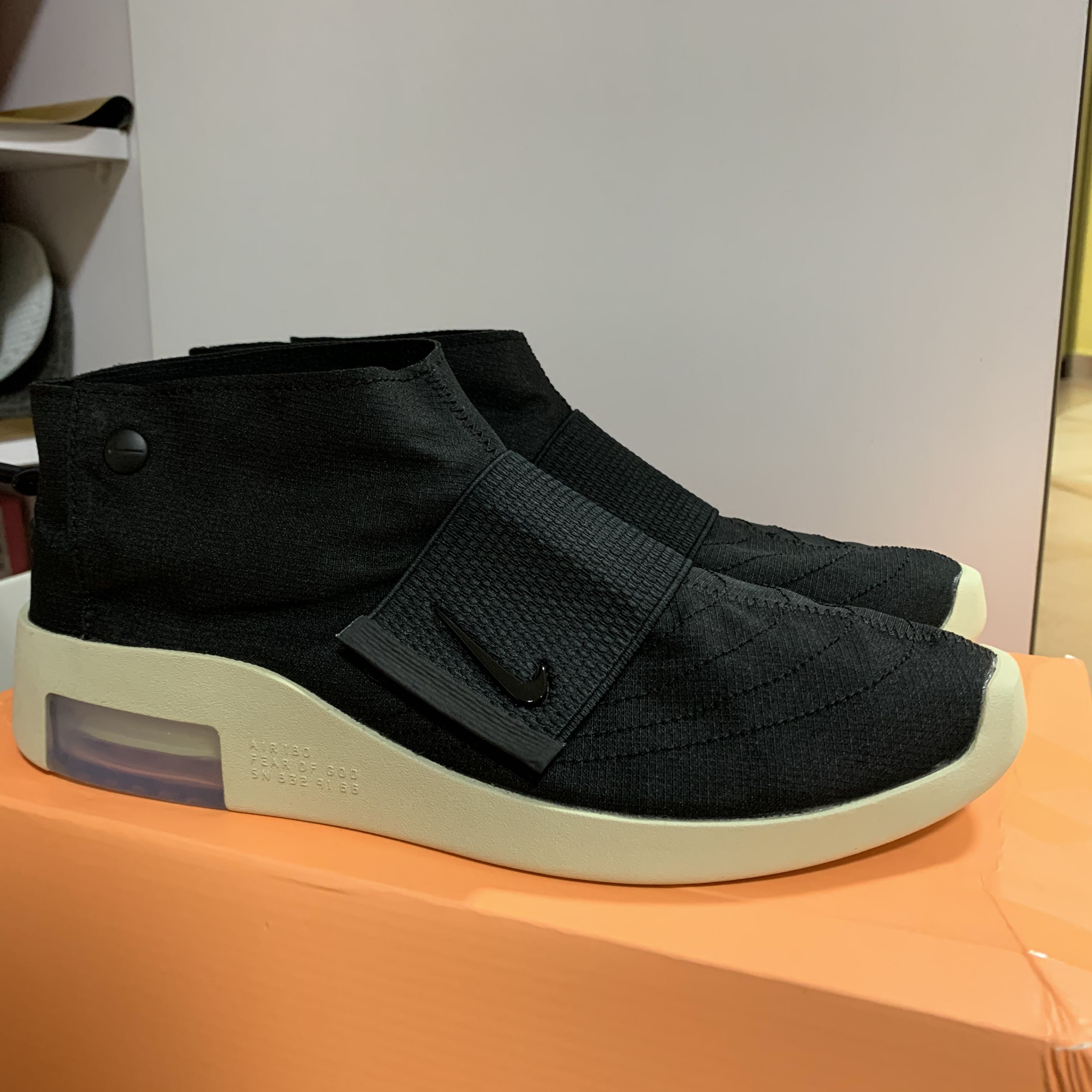 nike fear of god moccasin black